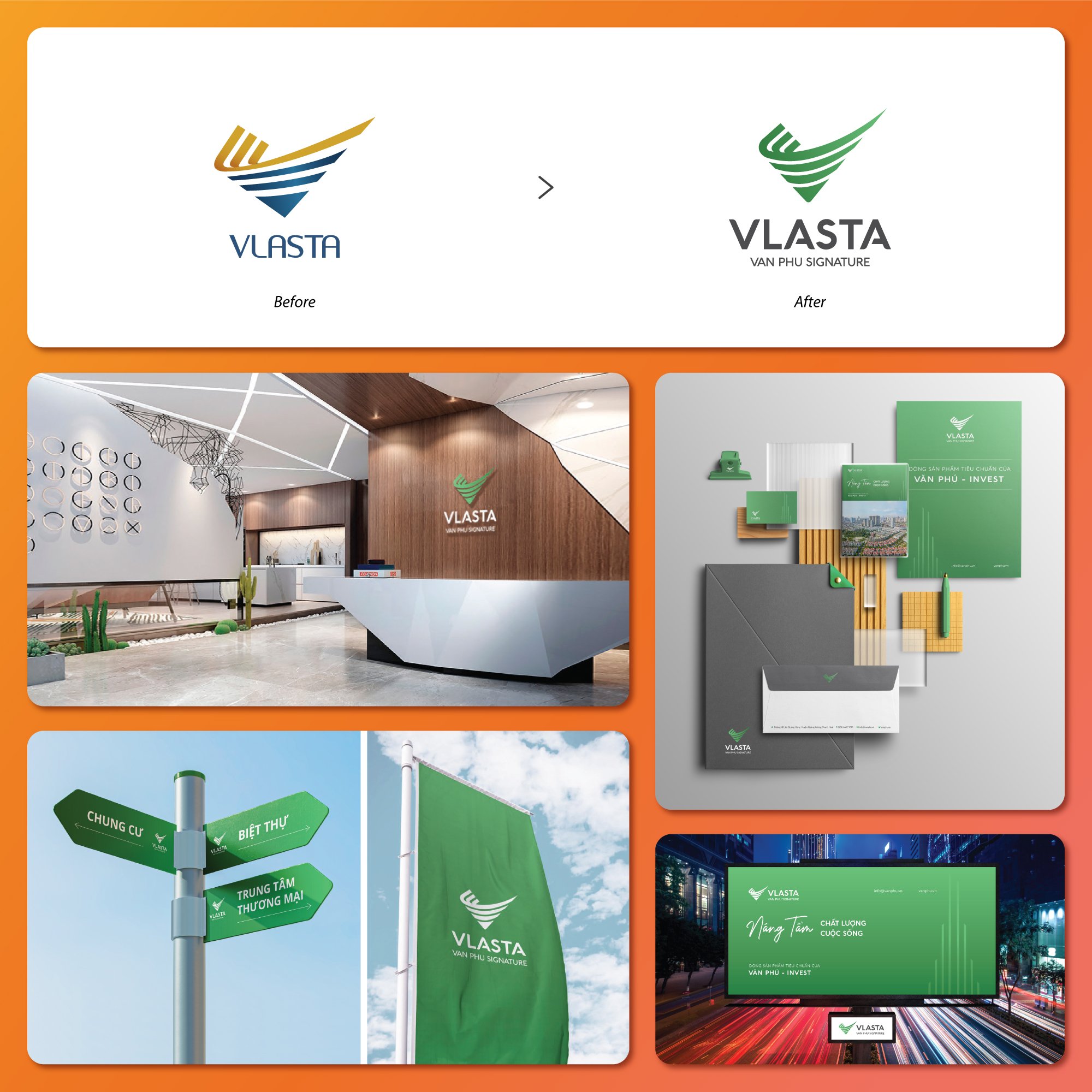 Văn Phú Invest, Vlasta, nhận diện thương hiệu, thương hiệu bất động sản, tái thiết kế thương hiệu, chuẩn hoá thương hiệu